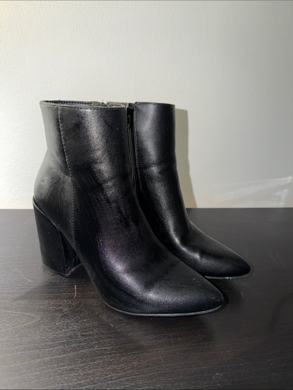 Women's Black Pointed-Toe Ankle Boots - Picture 2 of 2